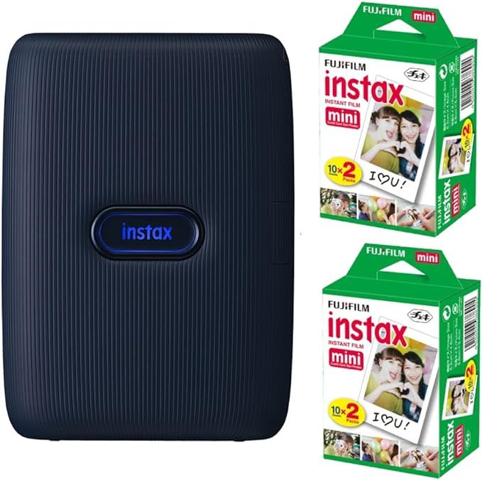 Fujifilm Instax Mini Link Smartphone Printer (Dark Denim) + Fuji Instax Mini Film (40 Sheets) - I... | Amazon (US)