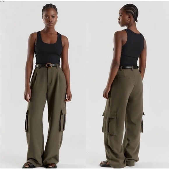 DISSH Willa Petrol Cargo Pant Size 2 High Waist Wide Leg Baggy Olive | Poshmark
