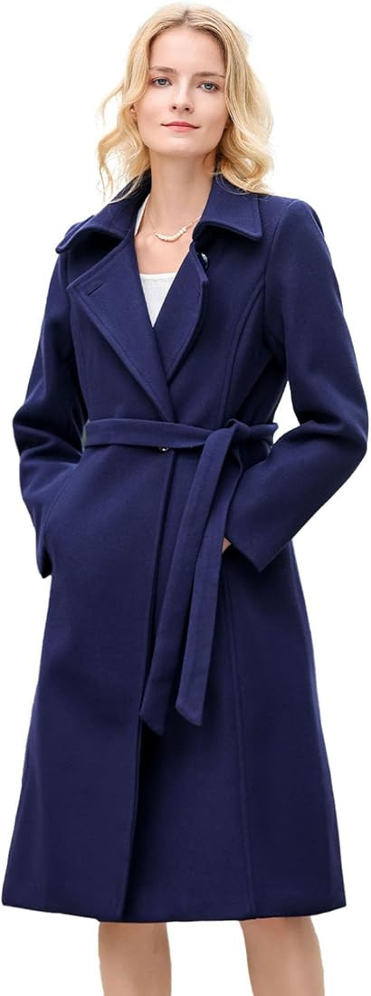 Aprsfn Women's Elegant Solid Color Mid-Length Thicken Warm Wool Blend Coat | Amazon (US)