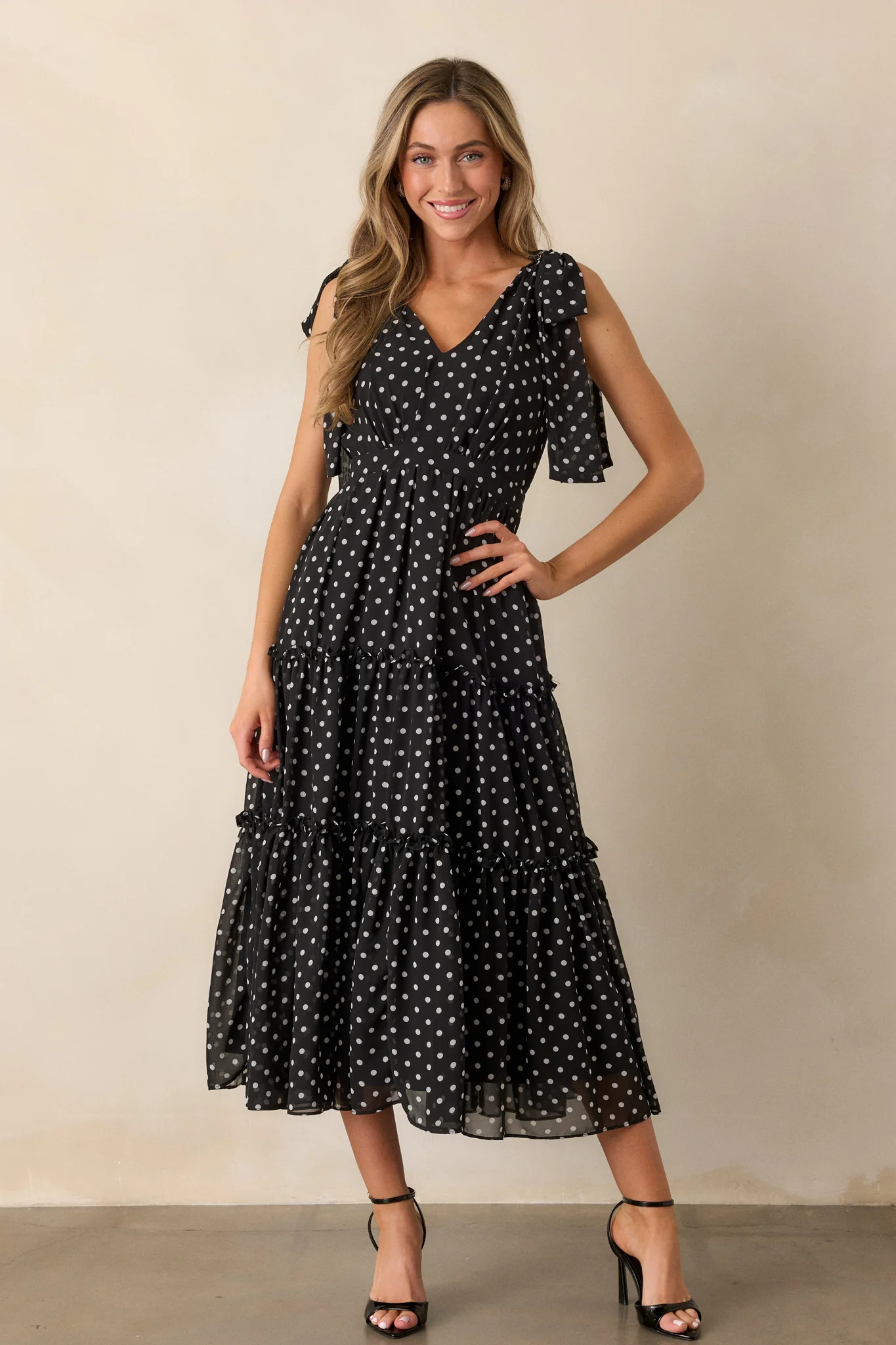 Savor The Moment Black Polka Dot Maxi Dress | Red Dress