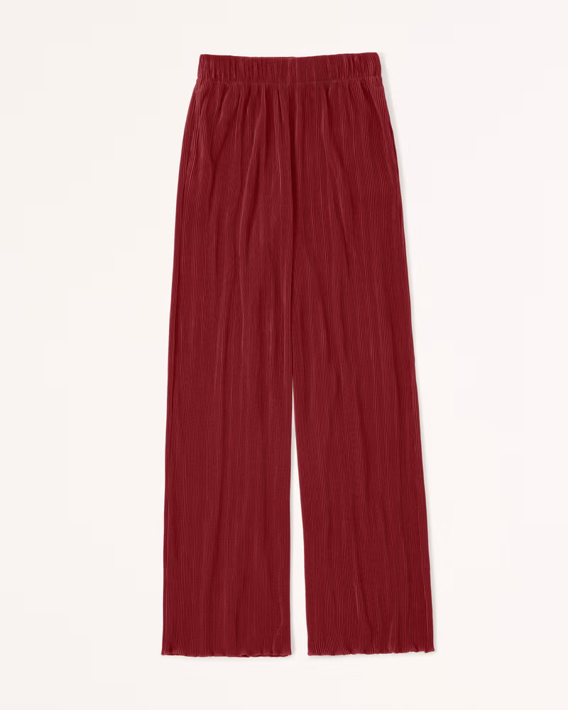 Women's Elevated Plisse Wide Leg Pants | Red Pants Outfit | Dress Pants | Winter Pants | Abercrombie & Fitch (US)