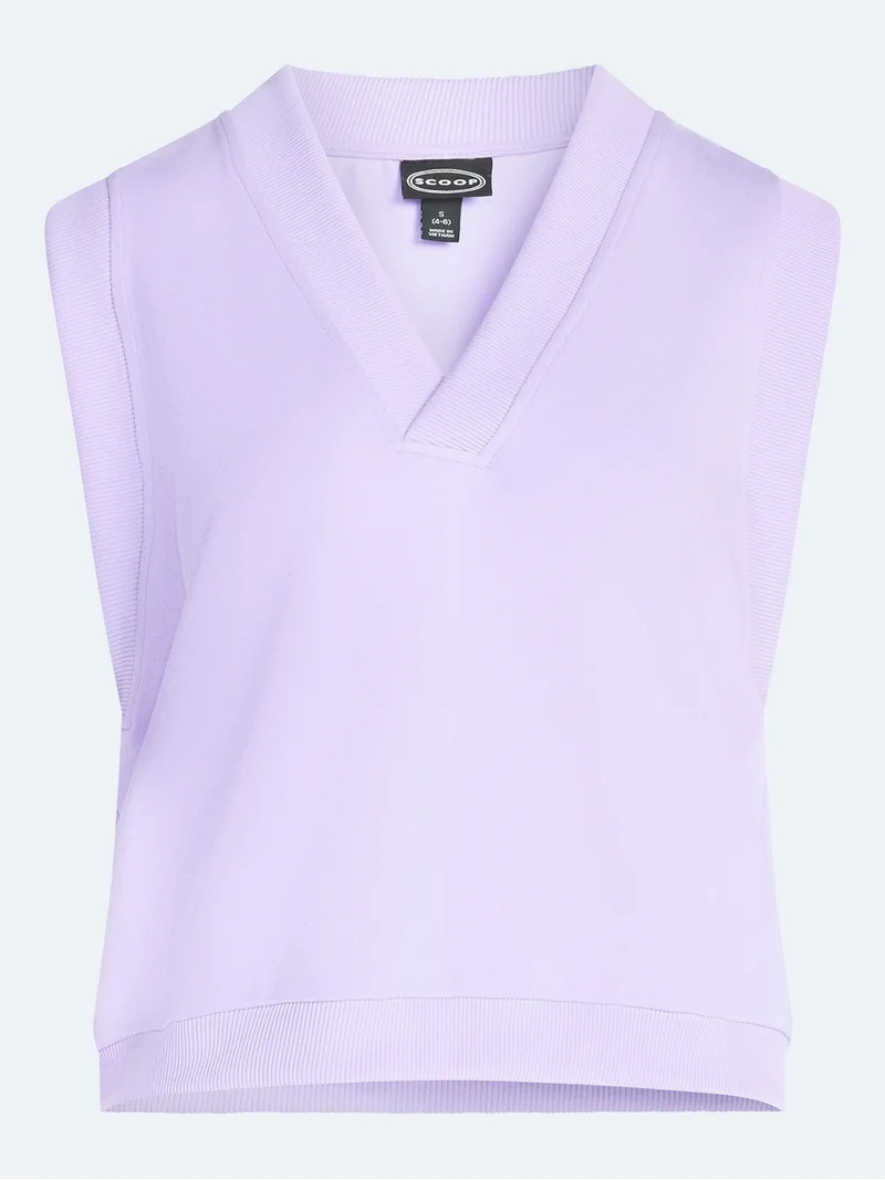 Scoop Women's Scubaknit Sleeveless Deep V-Neck Top, Sizes XS-XXL | Walmart (US)
