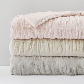 Ruched Faux Fur Throw | Pottery Barn Teen