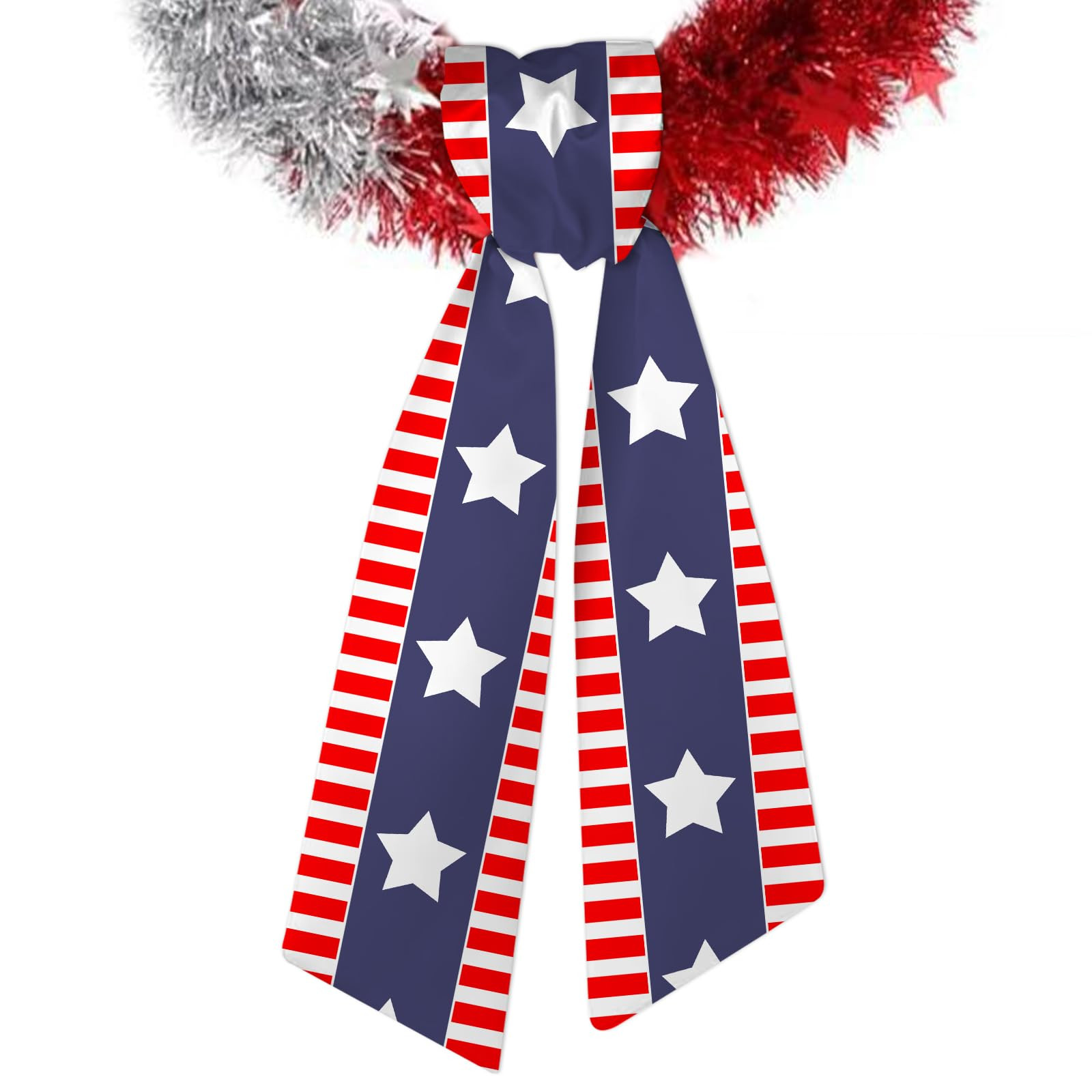 ABTOLS Patriotic Wreath Sash for Front Door, Red White Stripe Wreath Scarf DIY Bow 4th of July St... | Amazon (US)
