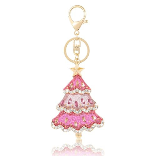 Firopia Christmas Bag Charm Keychains for Women | Pink Xmas Tree Keychain Purse Bag Charm | Christmas Bag Accessories Gift | Amazon (US)