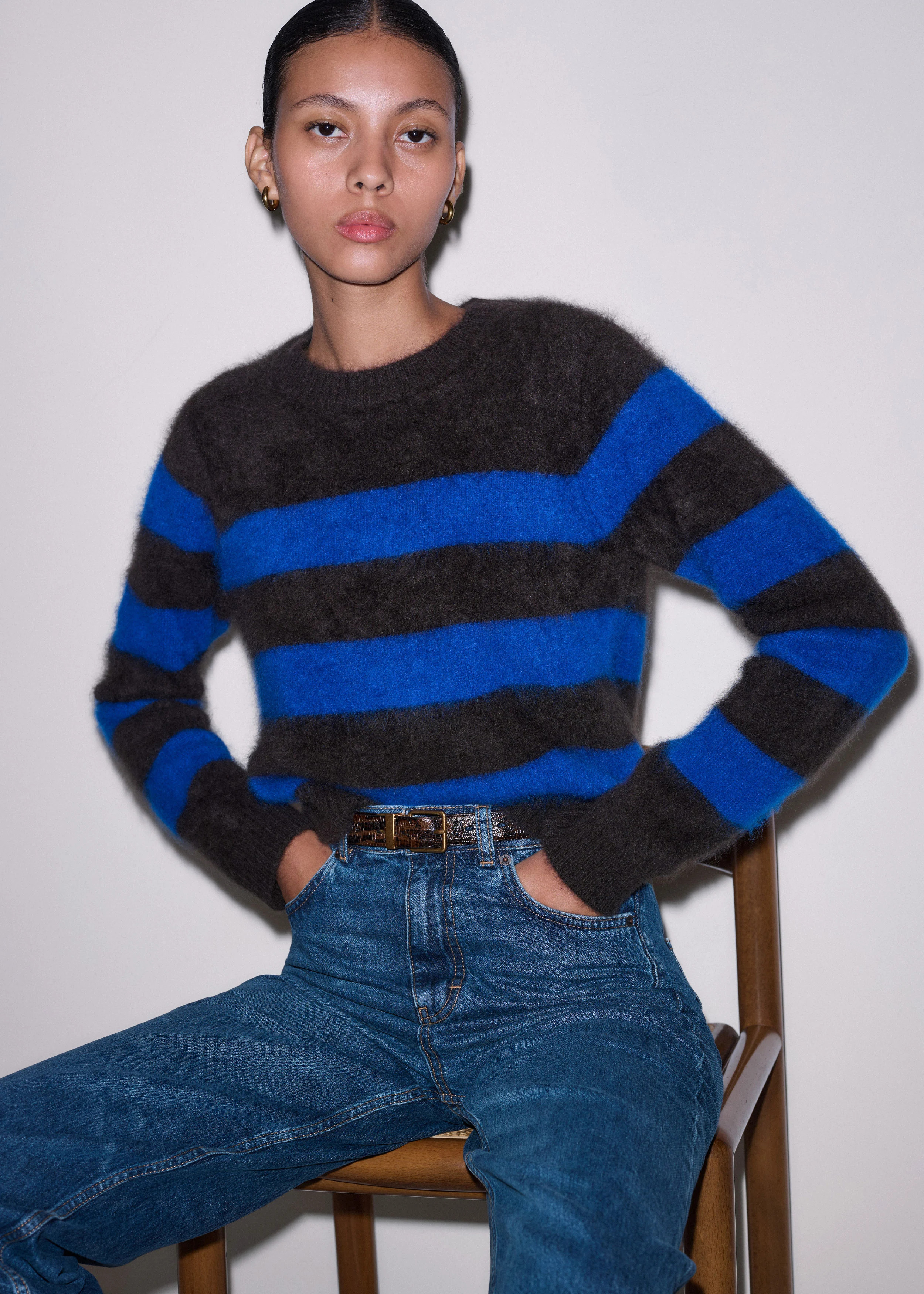 Stripe Crop Jumper Brushed Cashmere | ME+EM Global (Excluding US)