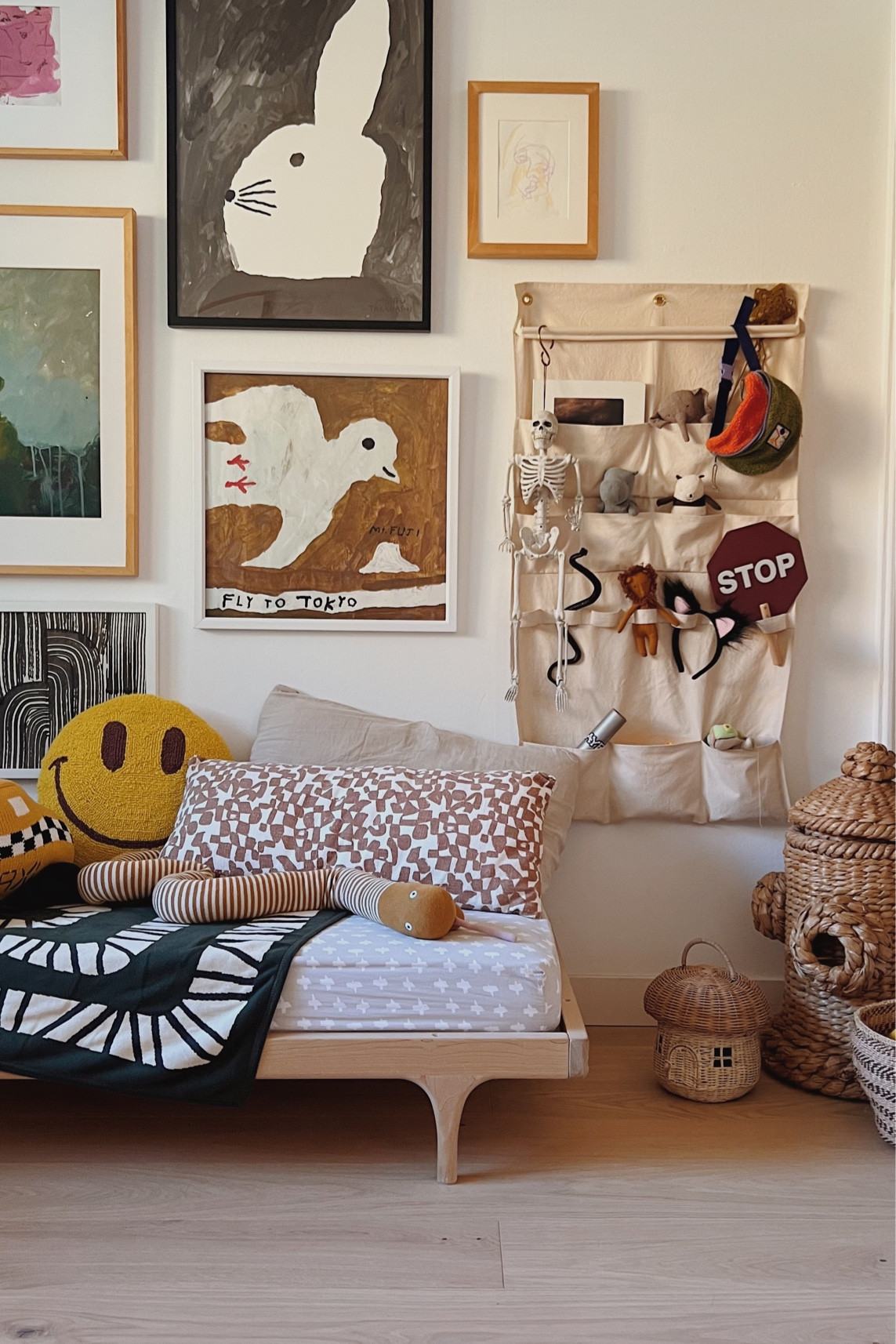 Kids room - nursery - toddler room - playroom - Kalon studio caravan crib converted to a kids bed - wood kids bed - toy organization - west elm snake blanket

#LTKbaby #LTKhome #LTKkids