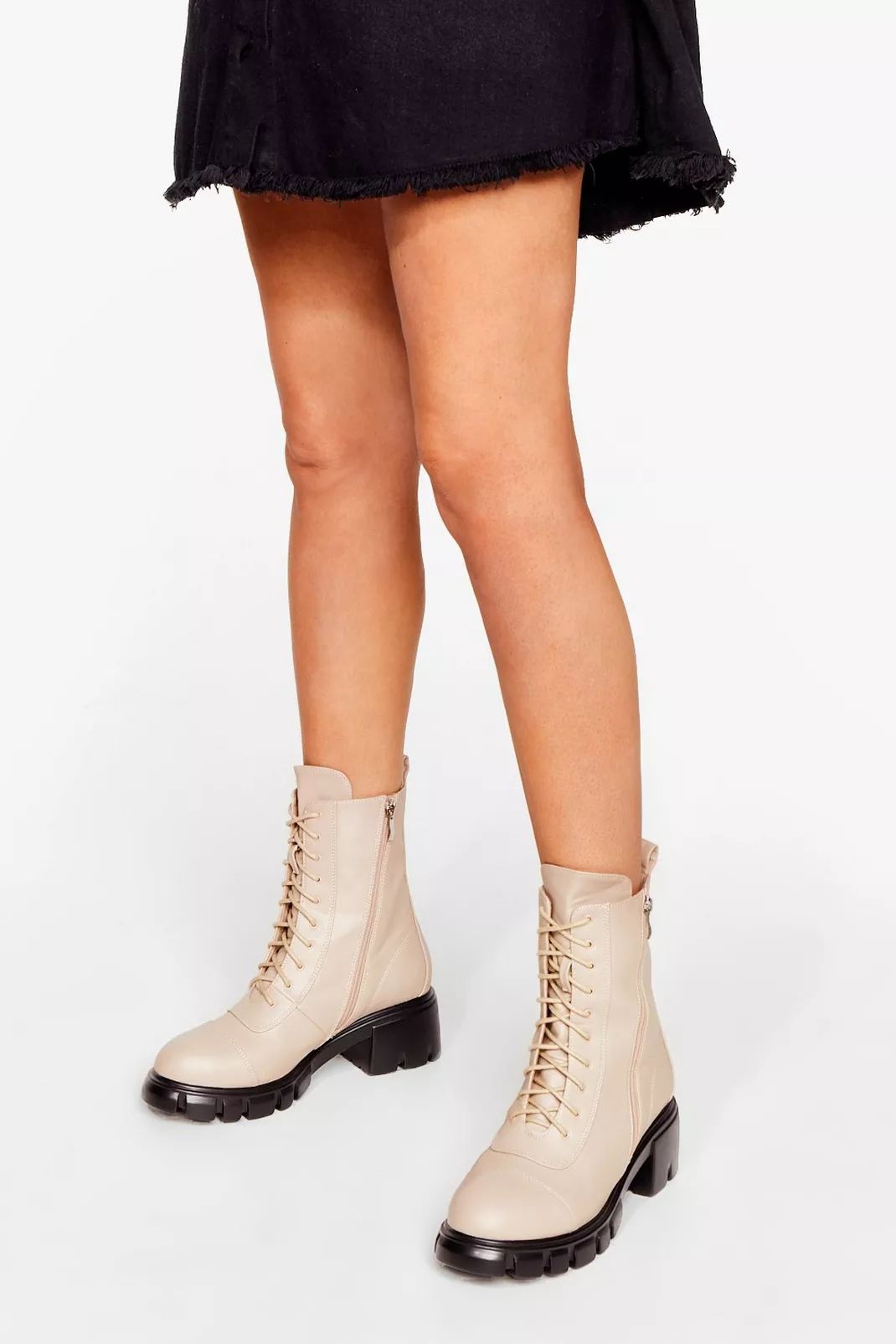 Zip the Small Talk Lace-Up Biker Boots | Nasty Gal (US)