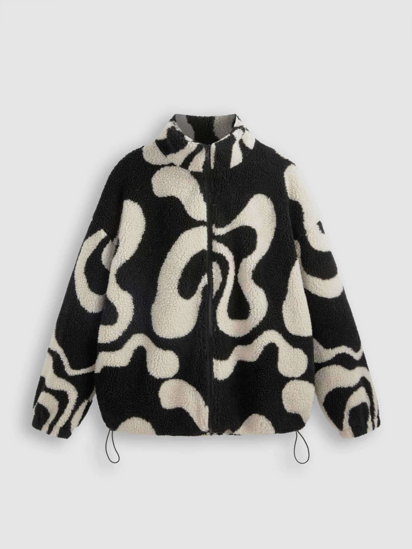 Oversized Printed Fleece Zip Up Jacket | Cider