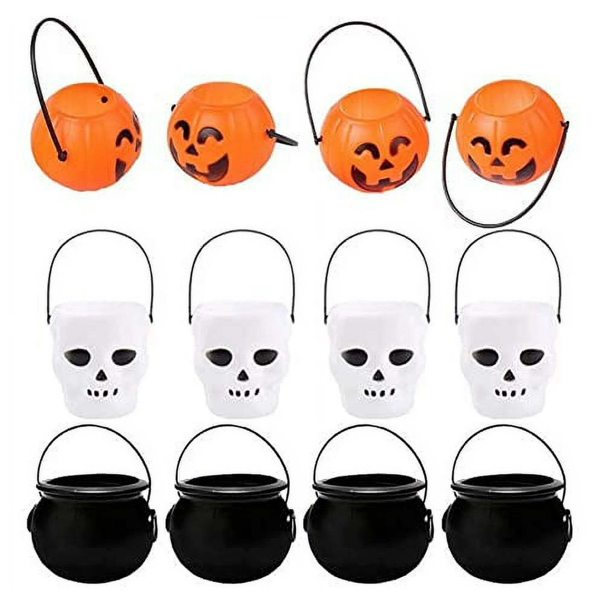 12Pcs Mini Halloween Pumpkin Bucket Plastic Candy Bowl, Novelty Children Trick or Treat Bucket,Bl... | Walmart (US)