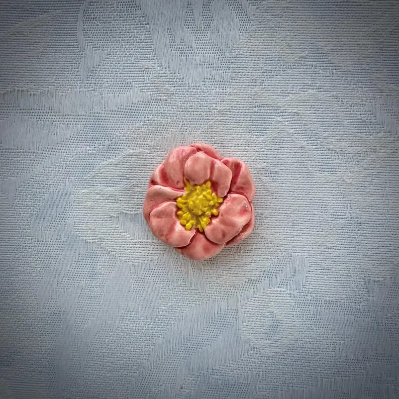 Pink Ceramic Flower, Hand Painted Art Tile, Garden Mosaic Supply - Etsy | Etsy (US)