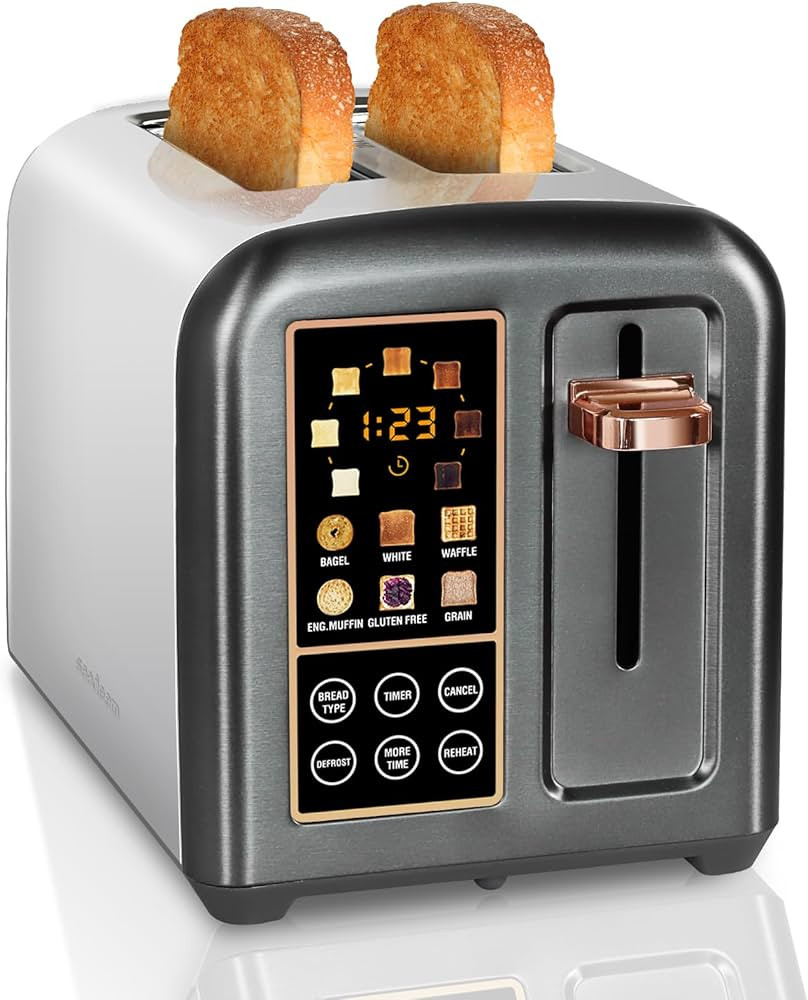 SEEDEEM Toaster 2 Slice, Stainless Steel Bread Toaster with LCD Display and Touch Buttons, 50% Fa... | Amazon (US)