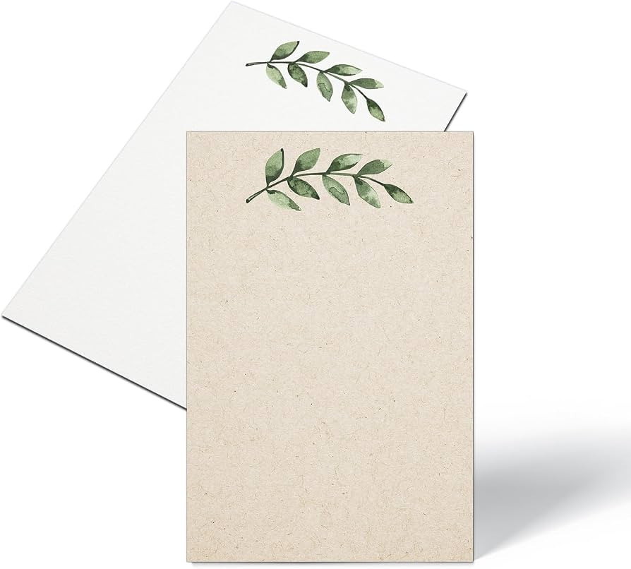 321Done Greenery Note Cards, Made in the USA - 4x6 Thick, Blank, Heavy Cardstock, Cute, Pretty, S... | Amazon (US)