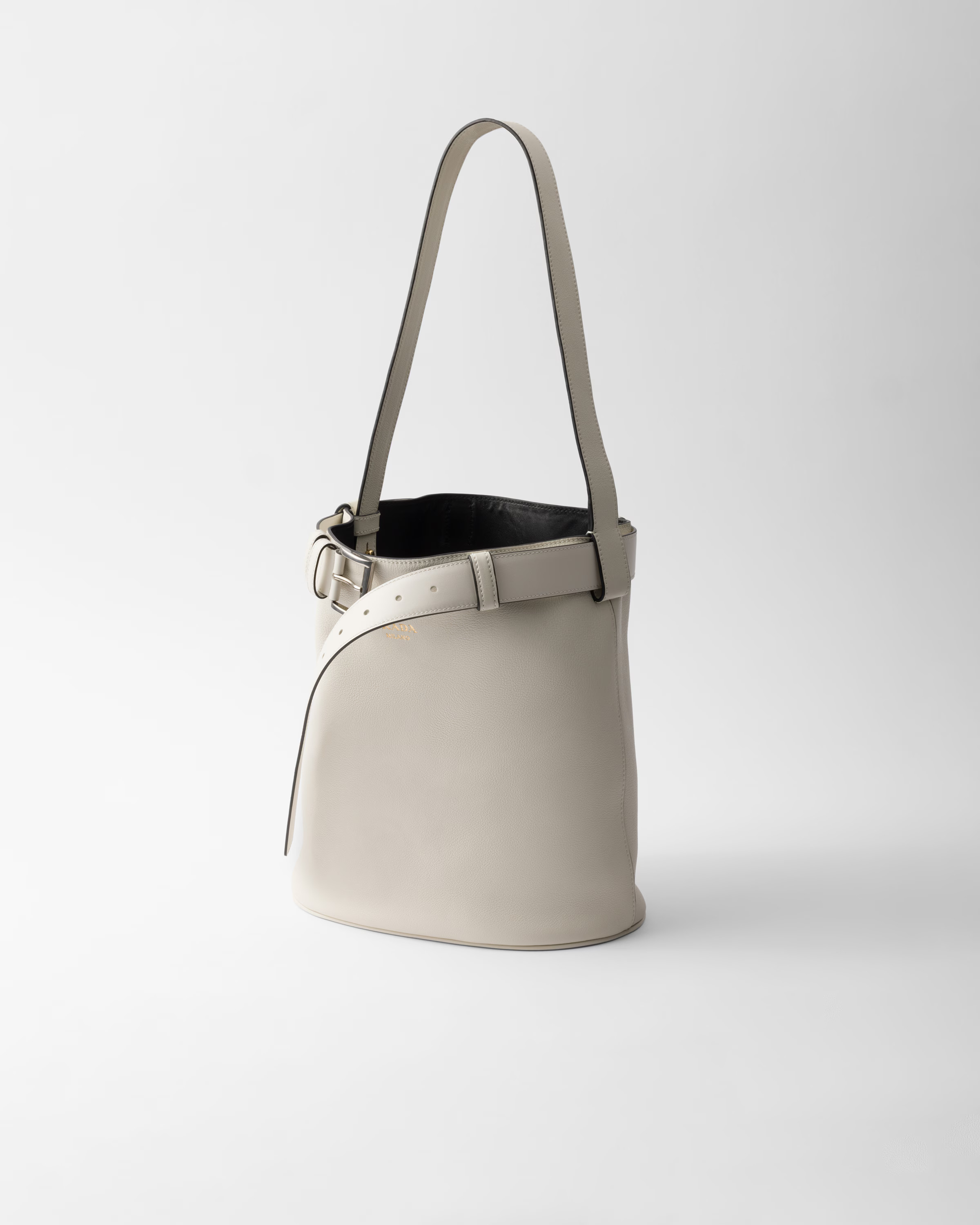 Prada Buckle leather bucket bag with belt | Prada US