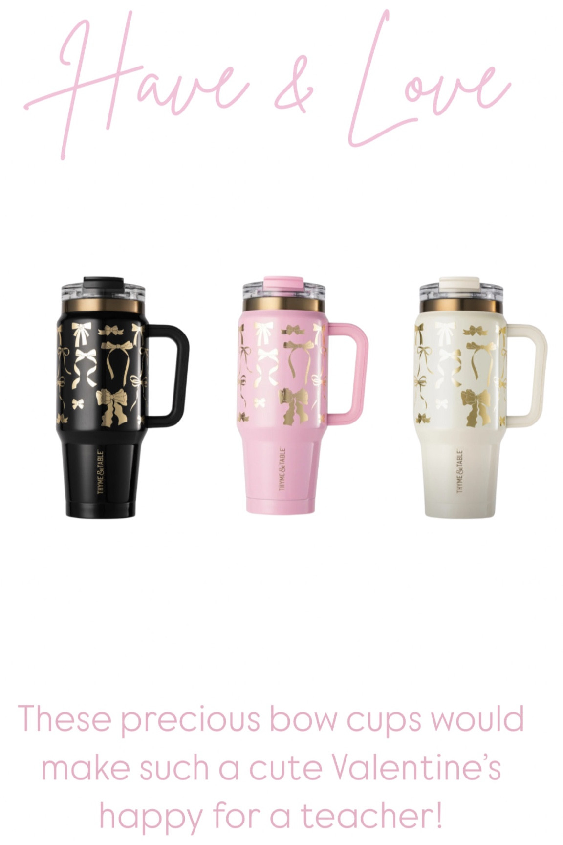 How cute are these how cups?? 🎀🎀 would make such a cute Valentin’s day gift! Under $20 and comes in the cutest colors 

Bow tumbler, teacher gift, Valentine’s Day, Valentine’s Day gifts, gifts for teachers, Walmart finds, thyme & table, bow cups, coffee tumbler, cute tumblers , cup with bows, valentines, vday, gift ideas, Walmart home

#LTKGiftGuide #LTKFindsUnder50