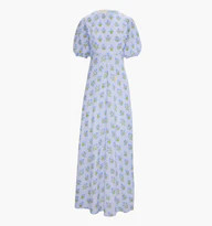 The Short Sleeve Nadia Dress - Blue Block Print | Hill House Home US