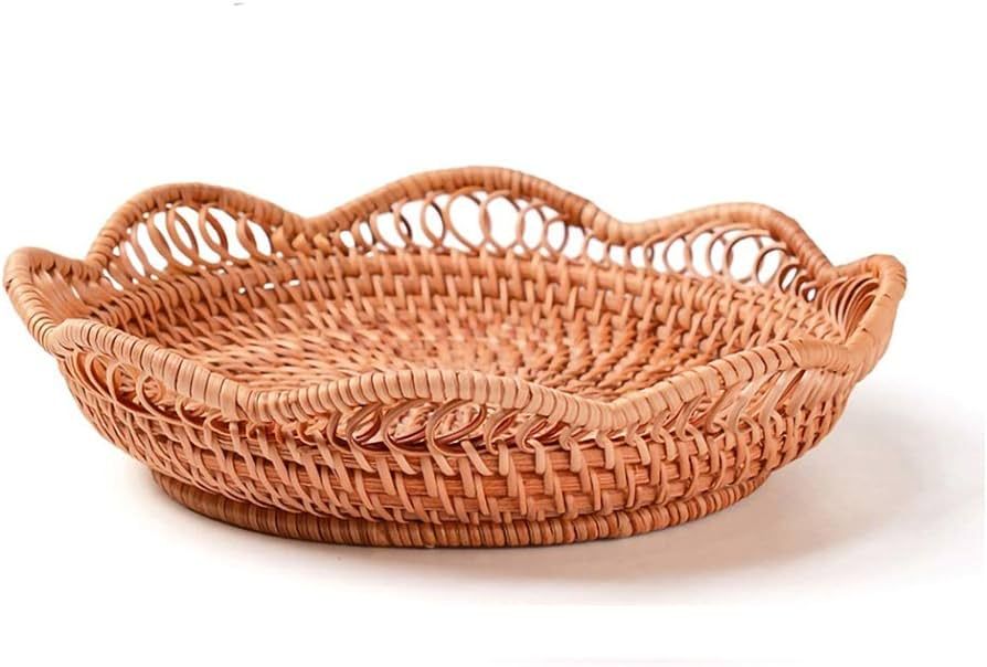 Small Handmade Woven Food Serving Display Storage Basket Basket Fruit Candy Cake Bread Basket Or ... | Amazon (US)