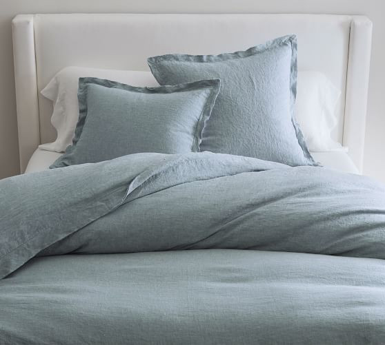 Belgian Flax Linen Double Flange Duvet Cover | Pottery Barn (US)