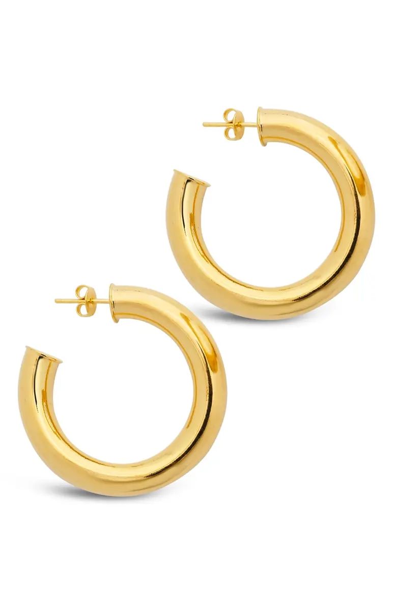 14K Gold Plated Thick Hollow Hoop Earrings | Nordstrom Rack