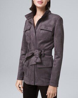 Belted Faux-Suede Jacket | White House Black Market