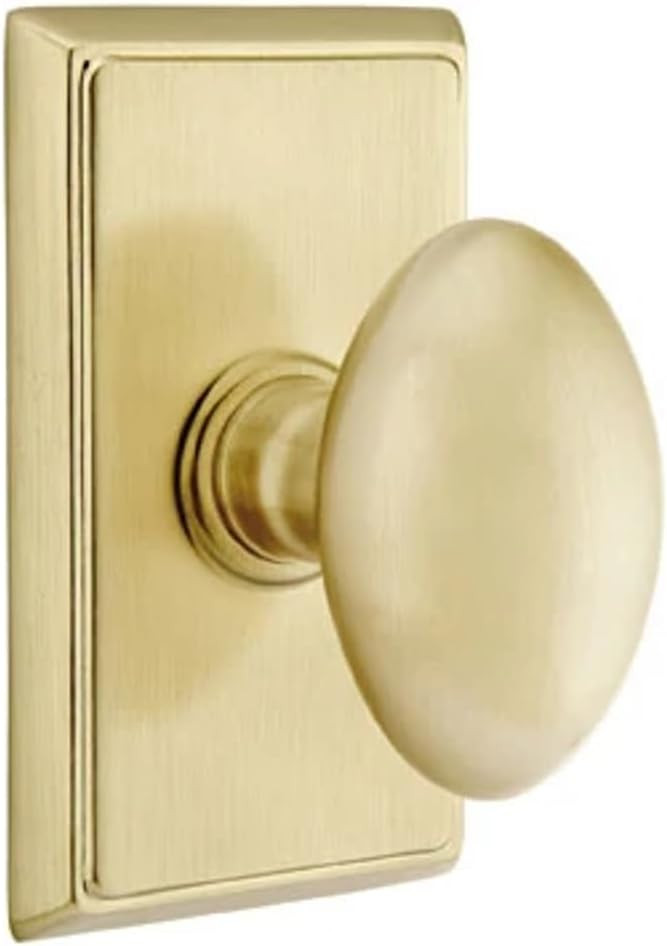 Emtek Privacy Set, Rectangular Rosette, Egg Knob (Satin Brass) | Amazon (US)