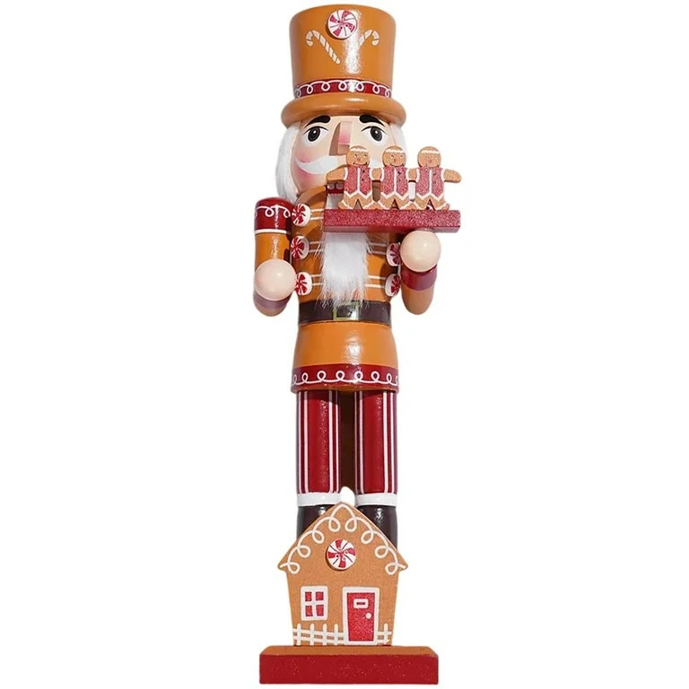 Gingerbread Man Nutcracker Christmas Wooden Nutcracker Soldier Figurine, Xmas Gingerbread Decorat... | Walmart (US)