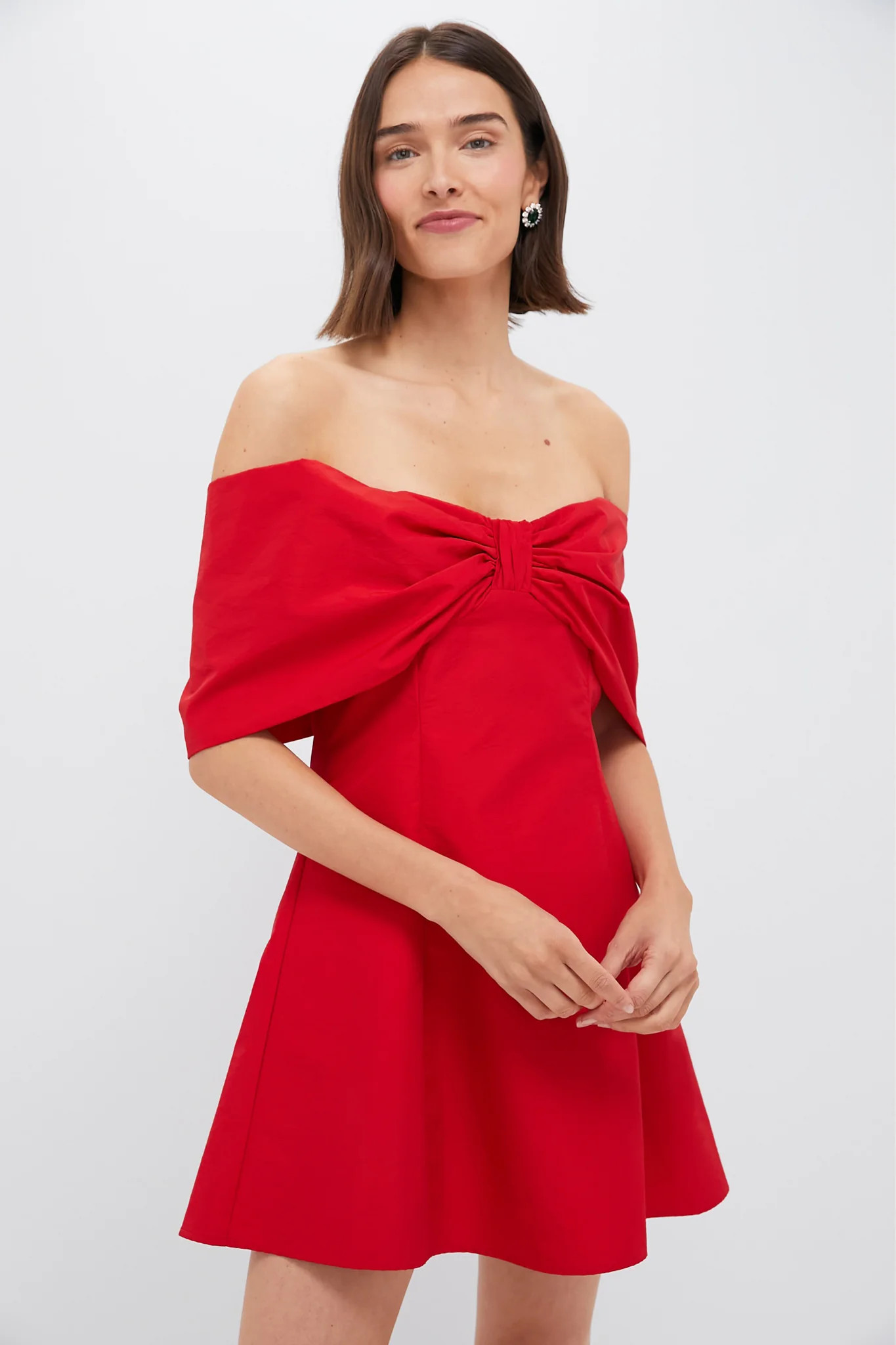 Off-the-Shoulder Red Bow Bates Mini Dress | Tuckernuck (US)