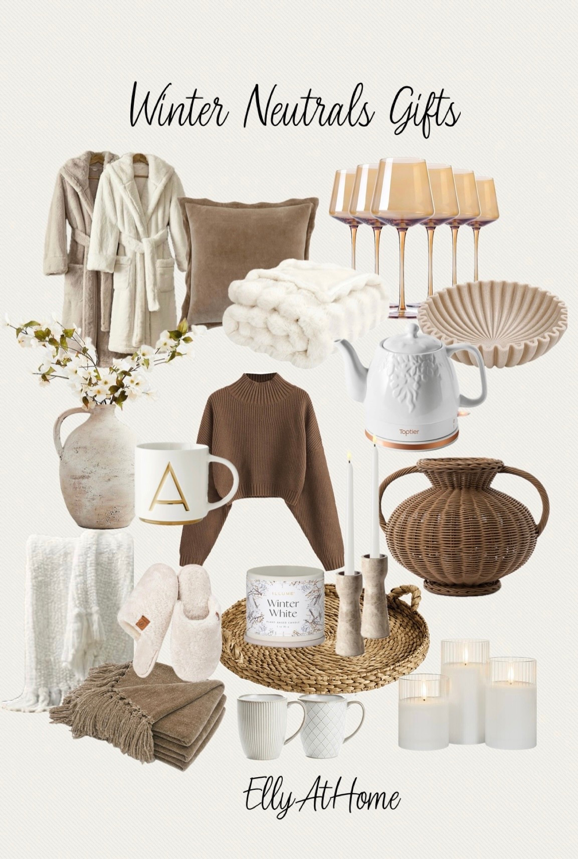 Cozy winter neutrals, gift ideas. Many selections on sale! Shop robes, slippers, tray, blankets, throw pillows, best selling woven vase, candles and more. Many Amazon, Pottery Barn, Ballad Design, Wayfair, Serena & Lily, McGee & Co. 

#LTKHome #LTKSaleAlert #LTKGiftGuide