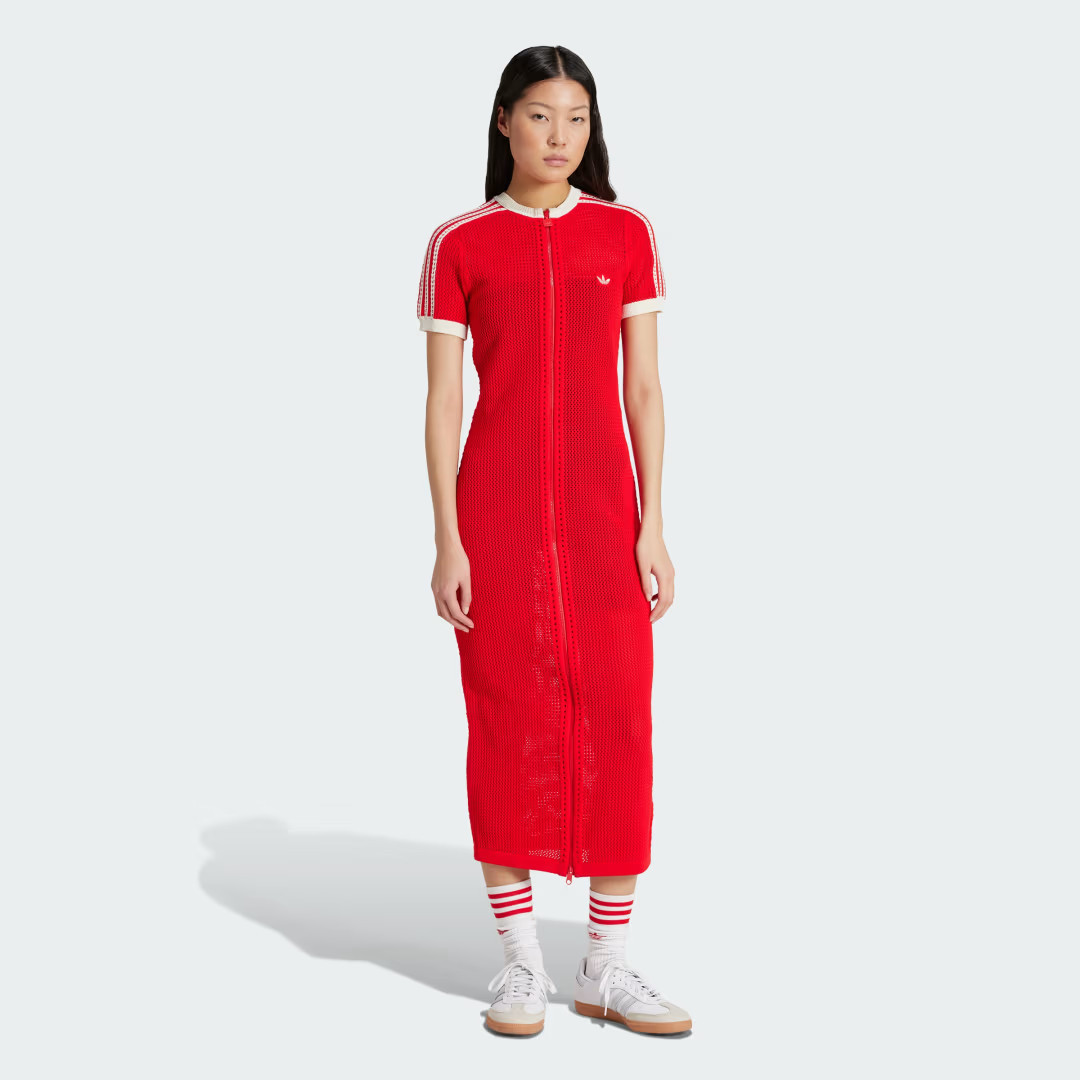 adidas Originals Premium Crochet Dress Better Scarlet S Womens | adidas (US)