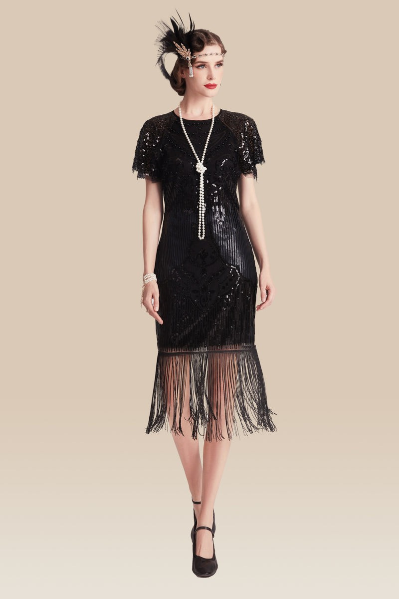 Shop 1920s Dresses - Tassels Shoulder Bodycon Dress | BABEYOND | BABEYOND