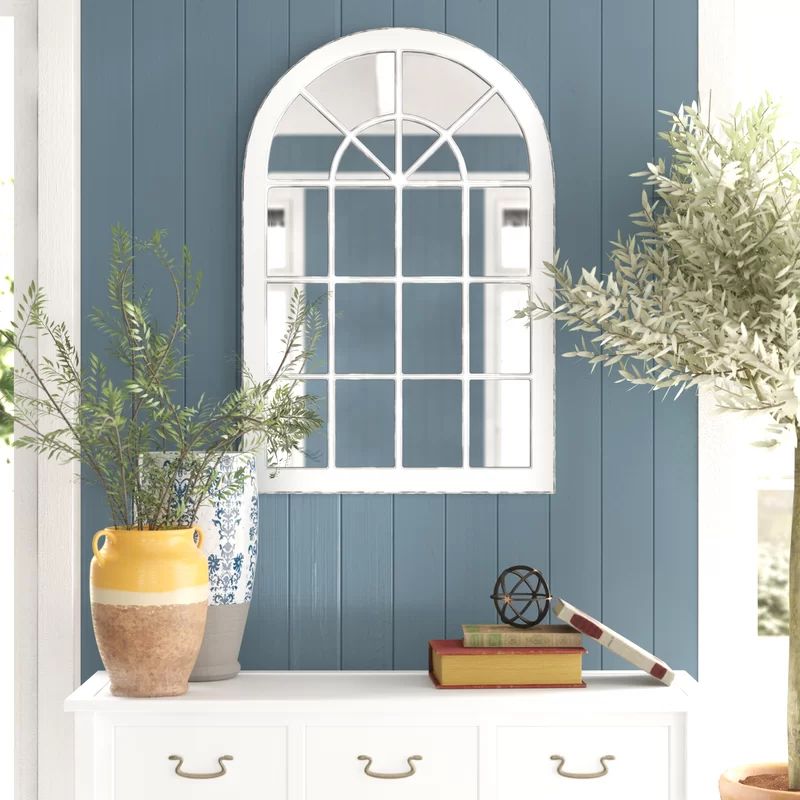 Swainsboro Arched Windowpane Distressed Accent Mirror | Wayfair North America