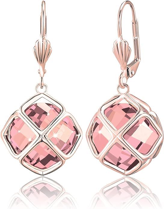 14MM Austrian Crystal Dangle Earrings for Women 14K Glod Jewelry | Amazon (US)