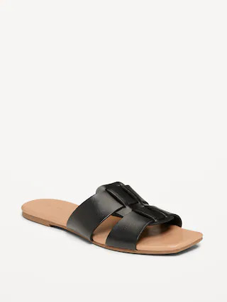 Faux-Leather Slide Sandals | Old Navy (US)