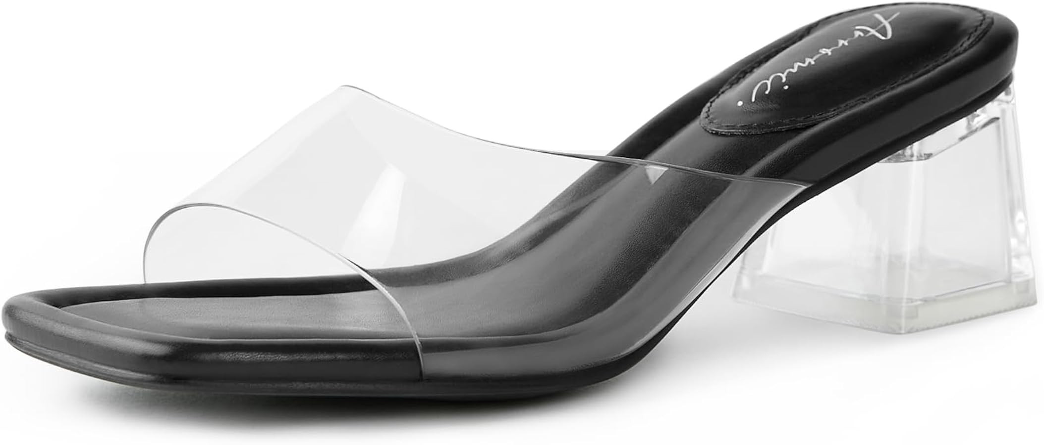 Arromic Women's Block Mule Heeled Sandals Clear Black Nude White Chunky Heels 2 Inches Square Ope... | Amazon (US)
