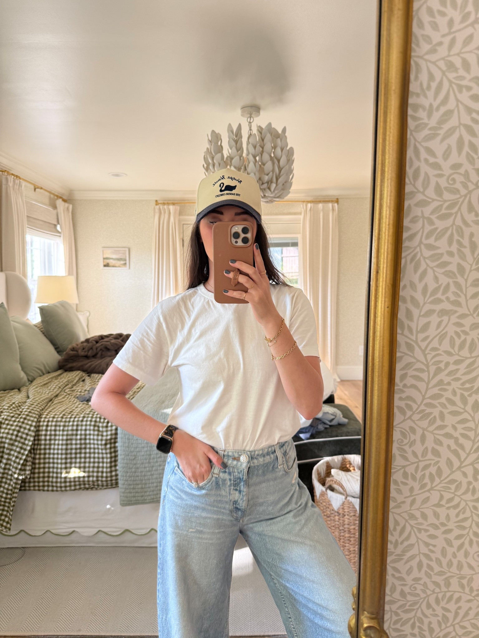 Huega house hat / would be such a good gift for him! / sweatpant jeans / my go-to white tee 