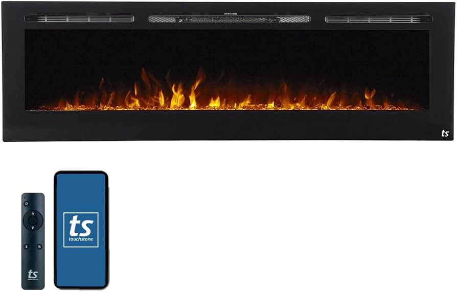 Touchstone Smart Electric Fireplace-The Sideline 72" Wide-in Wall Recessed - 30 Realistic Ember C... | Amazon (US)