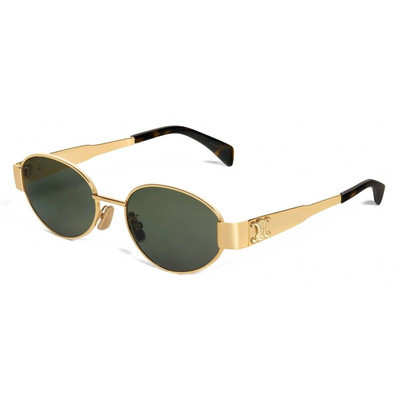 Celine CL40235U 30N Triomphe Metal Oval Sunglasses Gold Green Lens AUTHENTIC | eBay US