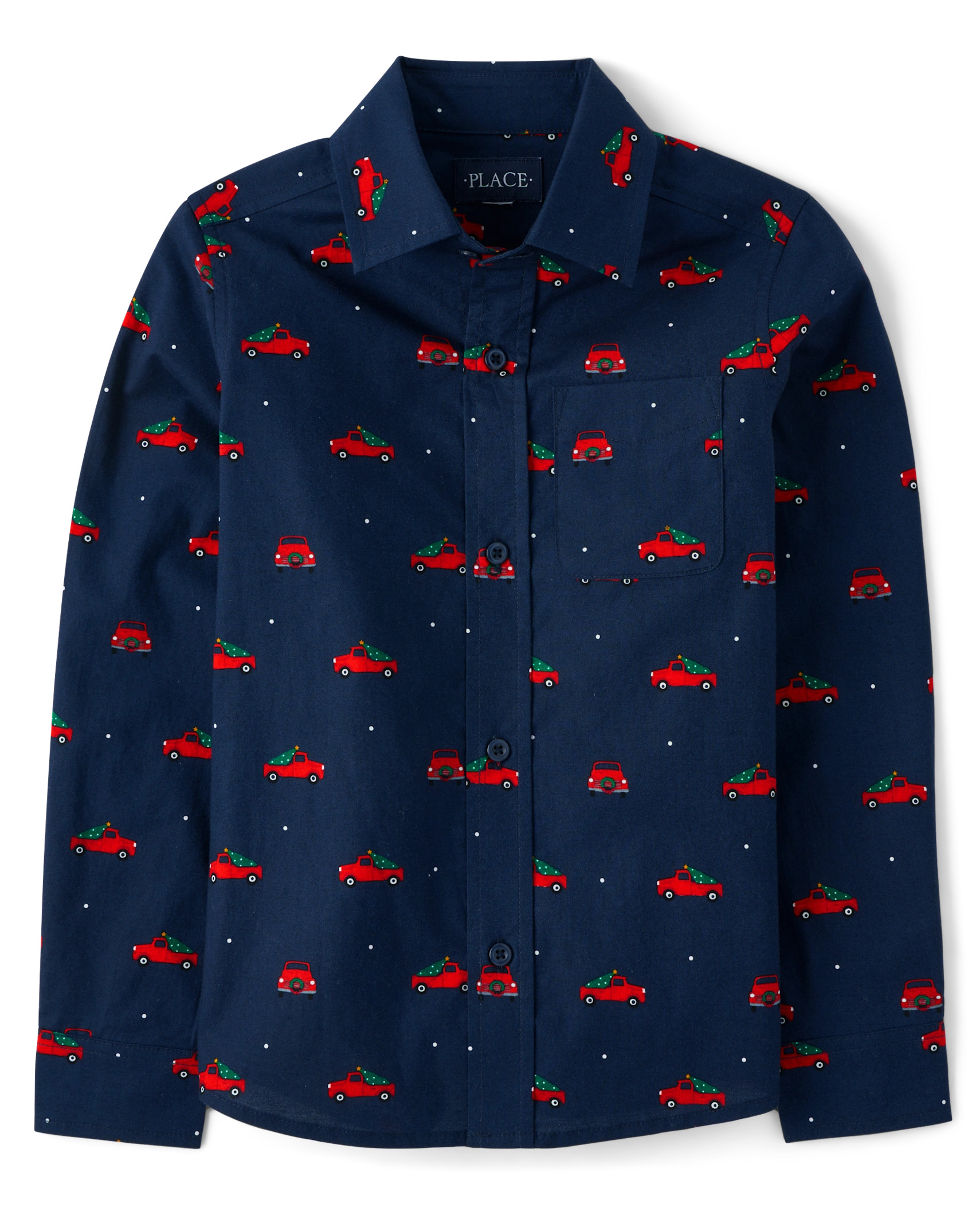 Boys Dad And Me Truck Poplin Button Up Shirt - tidal | The Children's Place