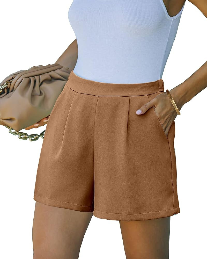 luvamia 2023 Dress Shorts for Women High Waisted Business Casual Outfits for Work Summer Pleated ... | Amazon (US)