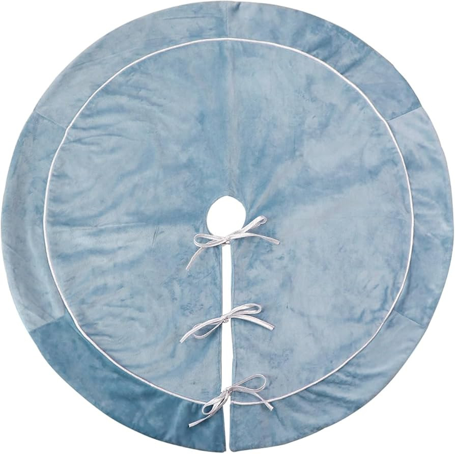 Bunny Chorus Christmas Tree Skirt: 36 Inch Blue and Silver Luxury Velvet Plush Fur Christmas Tree Sk | Amazon (US)