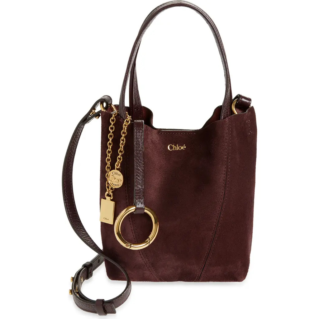 Chloé Small Spin Suede Crossbody Tote in Deep Violine at Nordstrom | Nordstrom