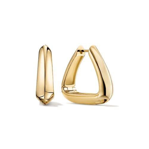 NVWAROCK Triangle Hoop Earring for Women 14K Gold Plated Huggie Thick Chunky Geometry Earrings | Amazon (US)