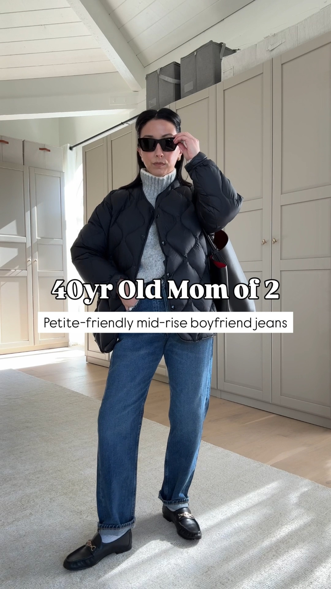 40yr old mom of 2 daily outfit: petite-friendly mid-rise boyfriend jeans. These are relaxed and so comfy. Not keeping them bc the rise is too short, but love the wash and fit. 

Rag & Bone jacket xxs - old
Madewell turtleneck xs
Citizens of Himanity Winslow jeans 24 - Size down 
Sam Edelman loafers 5
Mansur Gavriel tote 
YSL sunglasses 

#LTKmomlife #LTKPetite #LTKootd
