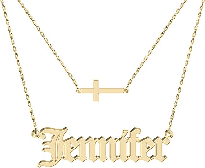 Amazon.com: UMAGICBOX Custom Name Necklace with Cross Sterling Silver, Personalized Choker Neckla... | Amazon (US)