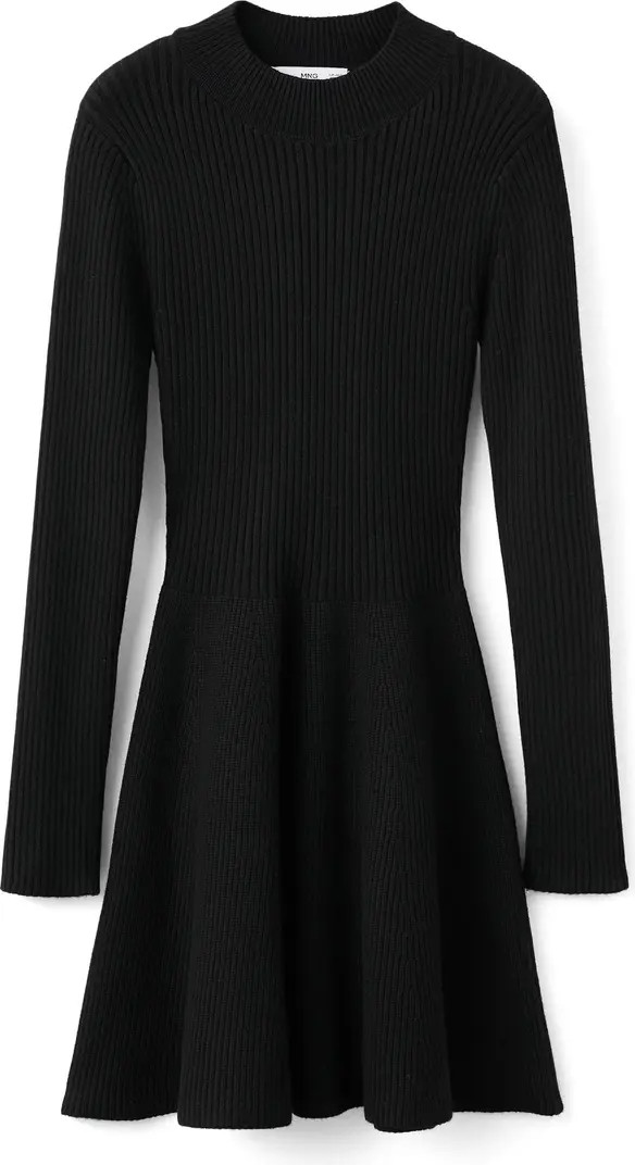MANGO Long Sleeve Rib Sweater Dress | Nordstrom | Nordstrom