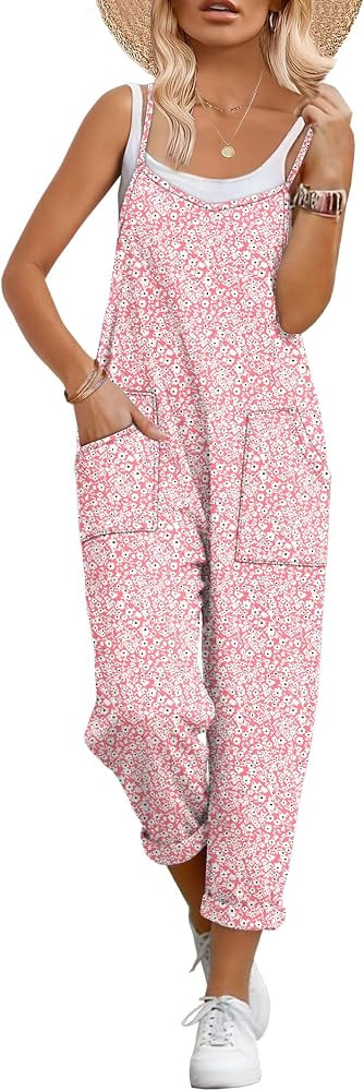 ANRABESS Women Jumpsuits Casual Summer Overalls Loose Spaghetti Strap Romper Jumpers with Pockets... | Amazon (US)