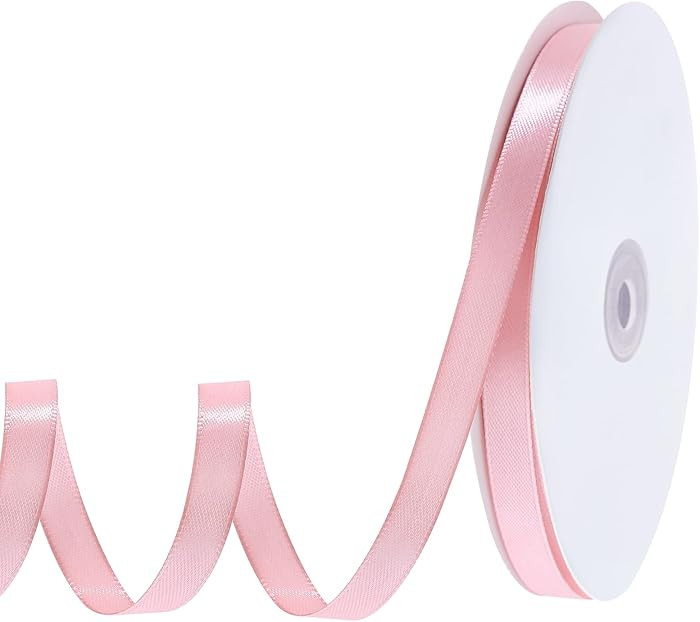 120 Yards Pink Ribbon 3/8 Inch Craft Thin Satin Ribbons Valentine Ribbon for Cake Bows Lei Hair S... | Amazon (US)