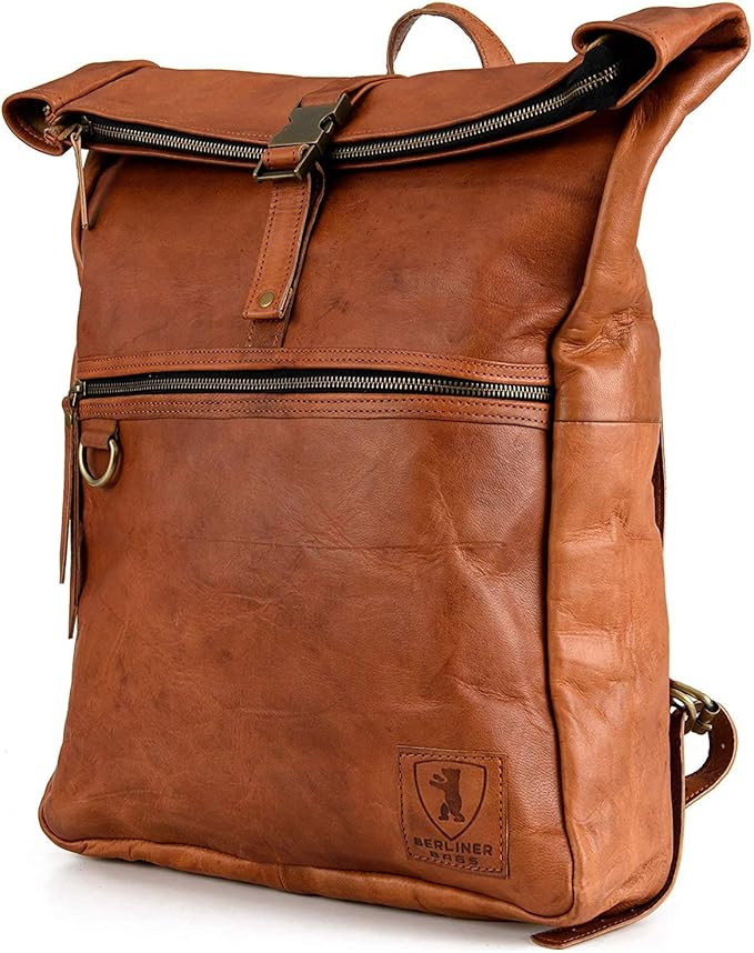 BERLINER BAGS Vintage Leather Backpack Utrecht XL for Men and Women - Brown | Amazon (US)