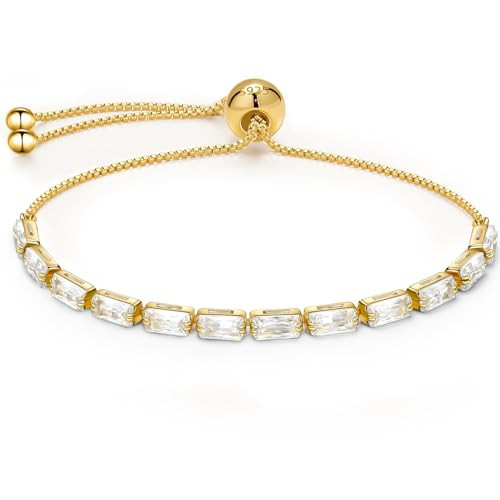Gold Tennis Bracelet 14K Gold Bracelets for Women Gold Tennis Bracelets for Women Cubic Zirconia Bracelet Dainty Gold Bracelets for Women Adjustable Bracelets for Women Bracelets Gifts for Women | Amazon (US)