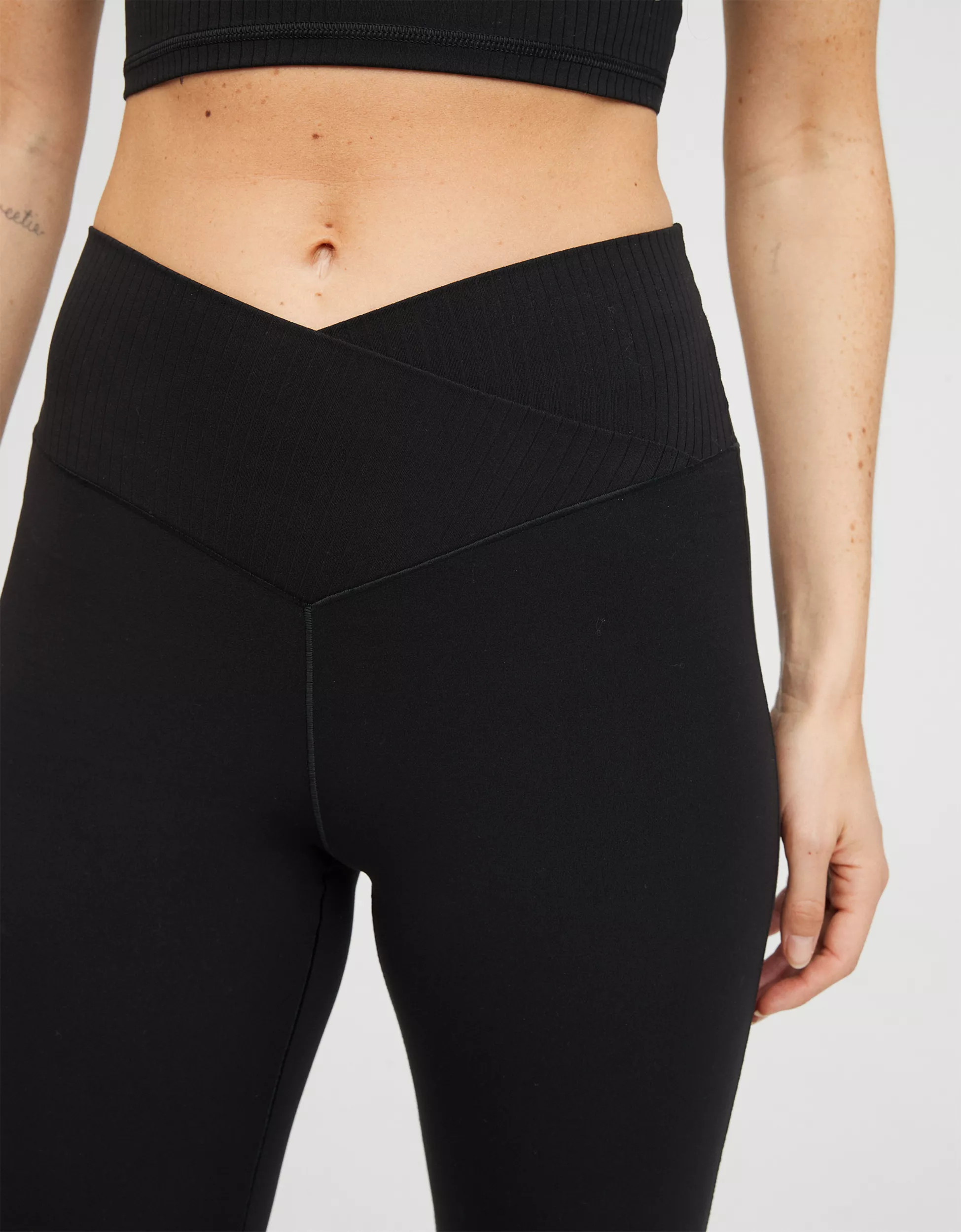 OFFLINE By Aerie Real Me High Waisted Crossover Rib Super Flare Legging | Aerie
